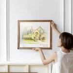 Custom House Portrait Watercolour Home Painting Gift for Housewarming