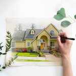 Custom House Portrait Watercolour Home Painting Gift for Housewarming