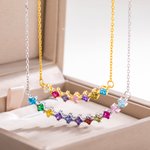 Custom Family Multiple Birthstone Smile Necklace