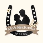 Henkilökohtainen hevosenkenkä muotoinen pää muotokuva siluetti seinä sisustus pari