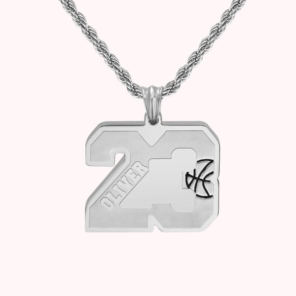 Individuelle Basketball Nummer Halskette mit Name