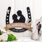 Personalisierte Hufeisen Form Kopf Portrait Silhouette Wanddekoration für Ehepaar