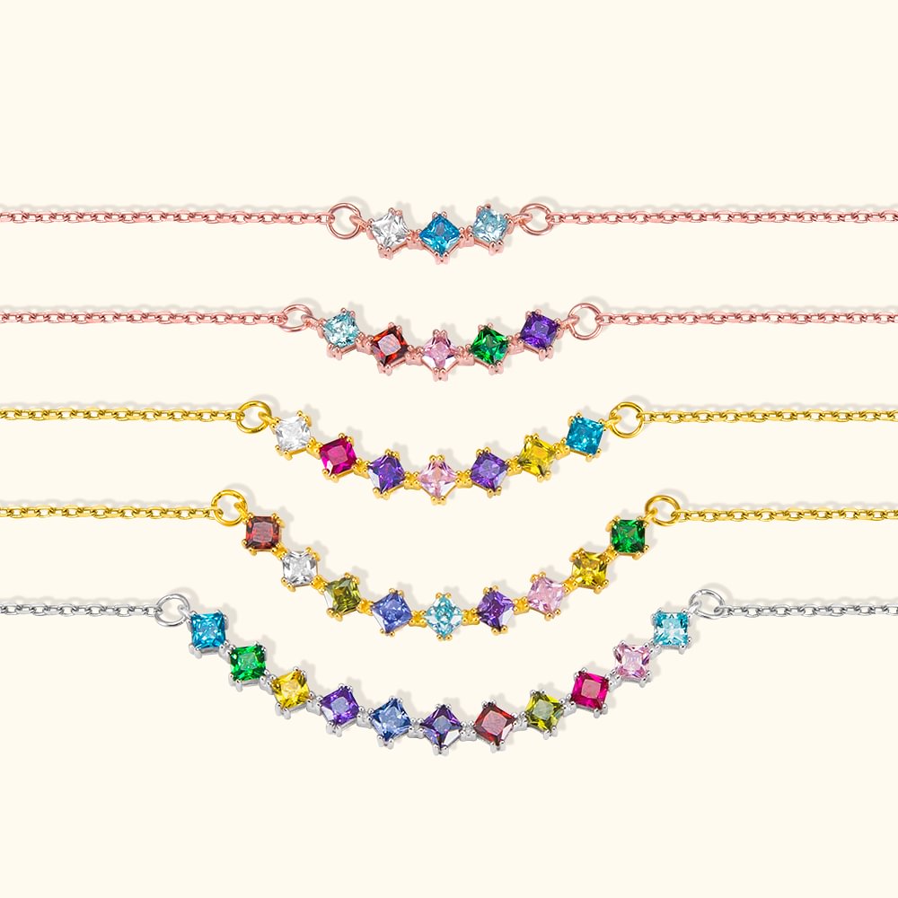 Collier Personnalisé Pierre de Naissance Collier de Sourire Cadeau d'Anniversaire Fête des Mères pour Femme Famille