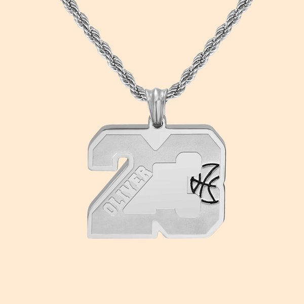 Custom Basketball Number Necklace with Name