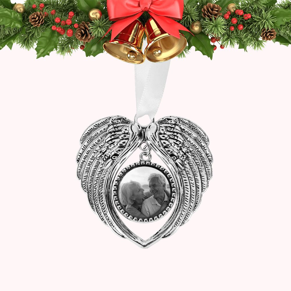 Pendentif Personnalisé avec Photo Forme Ailes d'anges Accessoire Commémoratif Cadeau Noël