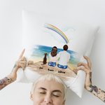 Benutzerdefinierte Haustier Verlust Memorial Pet & Besitzer Schatten Regenbogenbrücke Kissenbezug