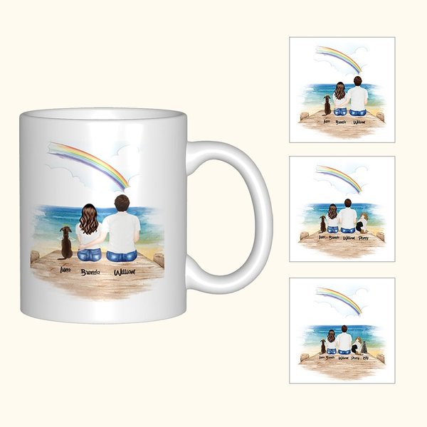 Cadeau commémoratif personnalisé Couple Back View & Pet Mug