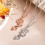Collier à Personnalisé avec Initiale et Fleur de Naissance Pendentif avec Fleur et Notation Musicale Cadeau Anniversaire Fête des Mères pour Maman