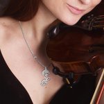 Collier à Personnalisé avec Initiale et Fleur de Naissance Pendentif avec Fleur et Notation Musicale Cadeau Anniversaire Fête des Mères pour Maman