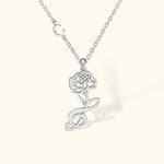Collier à Personnalisé avec Initiale et Fleur de Naissance Pendentif avec Fleur et Notation Musicale Cadeau Anniversaire Fête des Mères pour Maman