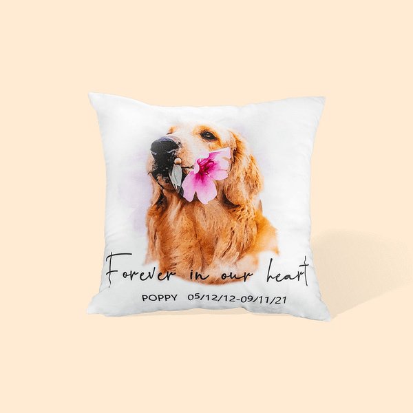 Coussin jetable personnalisé Coussin commémoratif de deuil Compassion Conversion de photo Style aquarelle