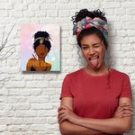 Personalised Curly Hair Girl Frameless Canvas Decorative Painting