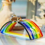 Personalisierte Pet Memorial Regenbogenbrücke mit Pfotenabdruck und Name Home Dekoration Haustier Verlust Geschenk für Hund und Katze