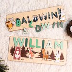 Casse-Tête en Bois Personnalisé avec Animaux pour les Tout-Petits Cadeau de Chambre d'Enfant Bébé
