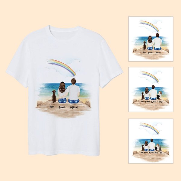 Custom Memorial Back Theme Couples T-Shirt
