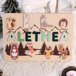 Casse-Tête en Bois Personnalisé avec Animaux pour les Tout-Petits Cadeau de Chambre d'Enfant Bébé