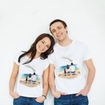 Custom Memorial Back Theme Couples T-Shirt