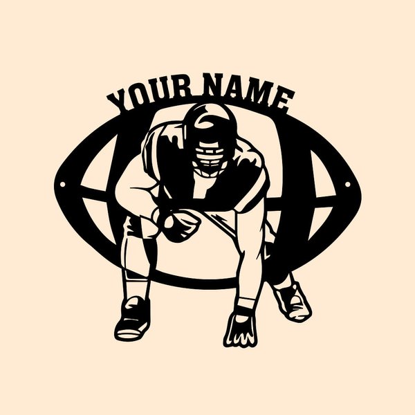 Personalized Football Player Metal Wall Art