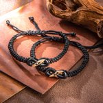 Personalized Buffalo Bone Infinity Adjustable Bracelet with Engraved Monogram Valentine's Day Gift for Couple