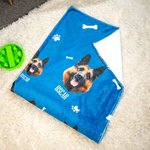 Personalized Paw Bone Pet Head Photo Flannel Blanket With Name Birthday Christmas Gift For Pet Lover