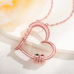 Personalised Birthstone Necklace with Heart Pendant & Name Charms for Mom