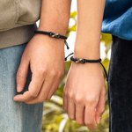 Personalized Buffalo Bone Infinity Adjustable Bracelet with Engraved Monogram Valentine's Day Gift for Couple