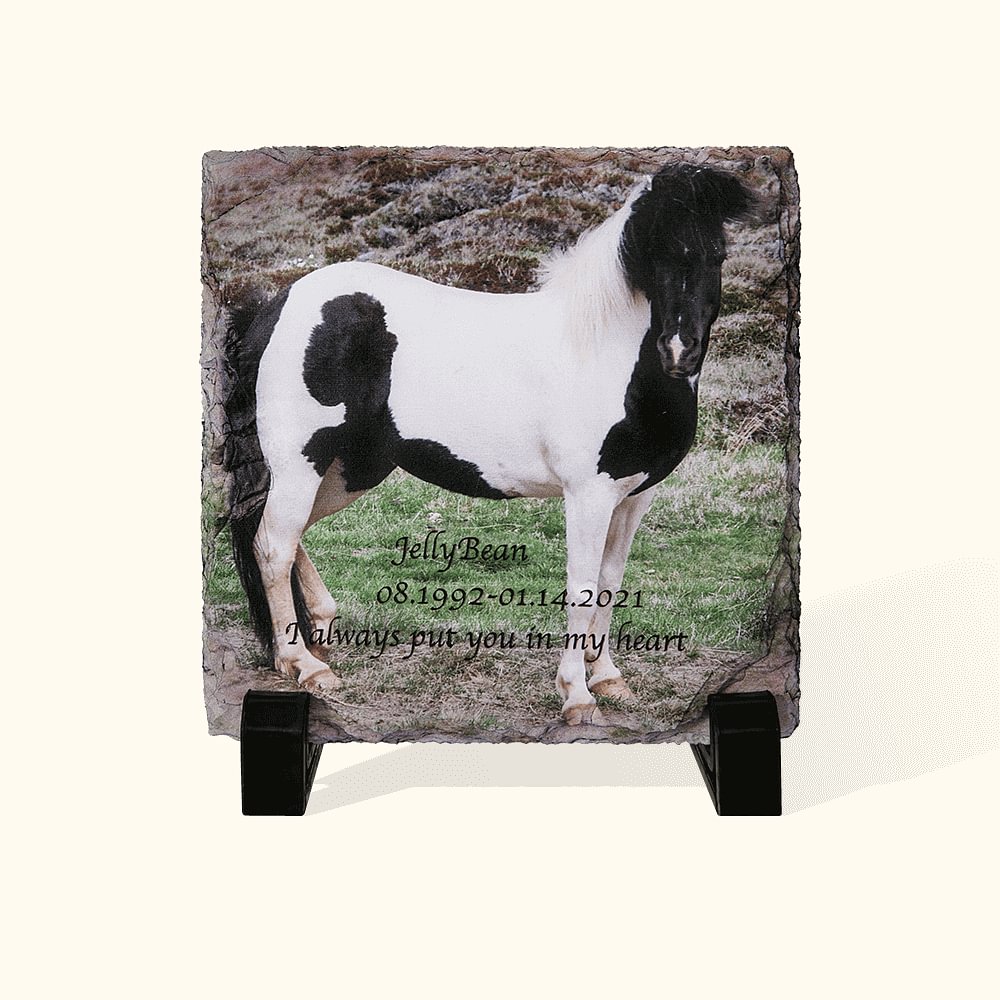 Ardoise de roche colorée personnalisée avec photo pour mémorial