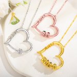 Personalised Birthstone Necklace with Heart Pendant & Name Charms for Mom
