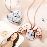 Personalizada Mamá Oso Corazón Forma Birthstone Relicario Collar con Nombre Grabado Día de la Madre Cumpleaños Regalo para Ella