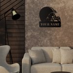 Customize Helmet Football Metal Name Wall Sign