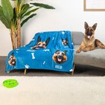 Personalized Paw Bone Pet Head Photo Flannel Blanket With Name Birthday Christmas Gift For Pet Lover