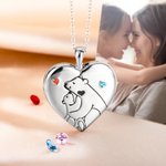 Personalizada Mamá Oso Corazón Forma Birthstone Relicario Collar con Nombre Grabado Día de la Madre Cumpleaños Regalo para Ella