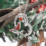 Collier avec Message Personnalisé et Pierre de Naissance Pendentif d'Oiseau Rouge en Forme de Cœur Cadeau Anniversaire pour Femme