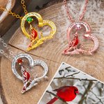Collier avec Message Personnalisé et Pierre de Naissance Pendentif d'Oiseau Rouge en Forme de Cœur Cadeau Anniversaire pour Femme