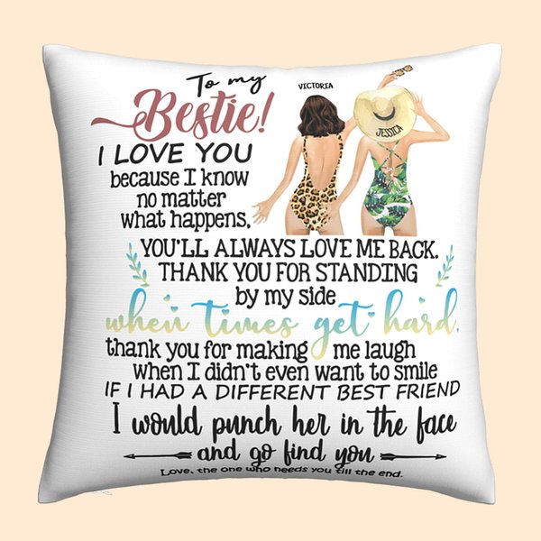 Copricuscino personalizzato in stile vacanze alla mia migliore amica