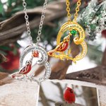 Collier avec Message Personnalisé et Pierre de Naissance Pendentif d'Oiseau Rouge en Forme de Cœur Cadeau Anniversaire pour Femme