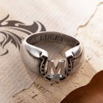Bague initiale Lucky Horseshoe personnalisée avec texte gravé Fête des pères Cadeau d'anniversaire pour lui