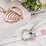 Name and Birthstone Family Heart Necklace