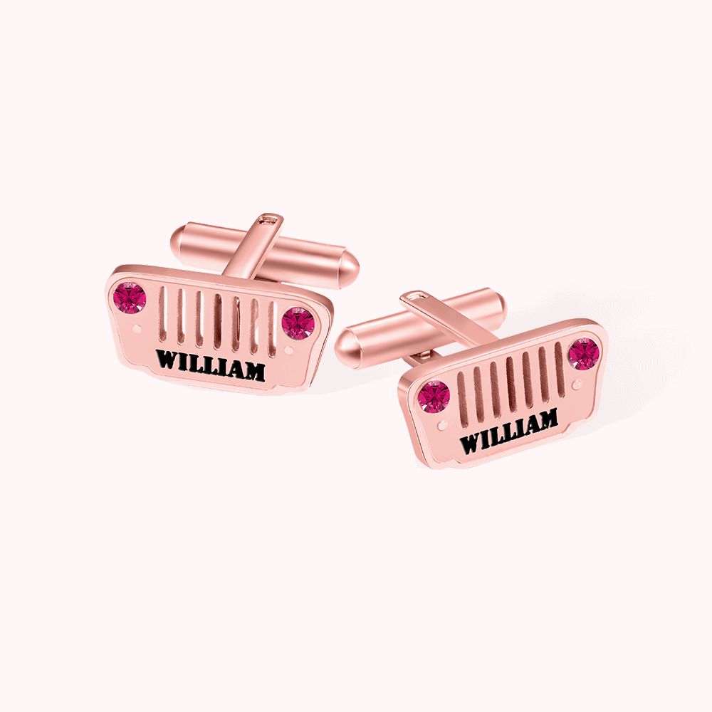 Custom Jeep Name Cufflinks with Birthstone CALLIE