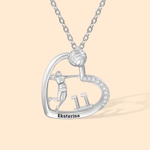 Personalised Volleyball Heart Pendant Necklace Inspirational Jewelry Christmas Birthday Gift for Volleyball Player Enthusiast