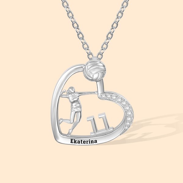 Volleyball Heart Pendant Necklace Inspirational Jewelry