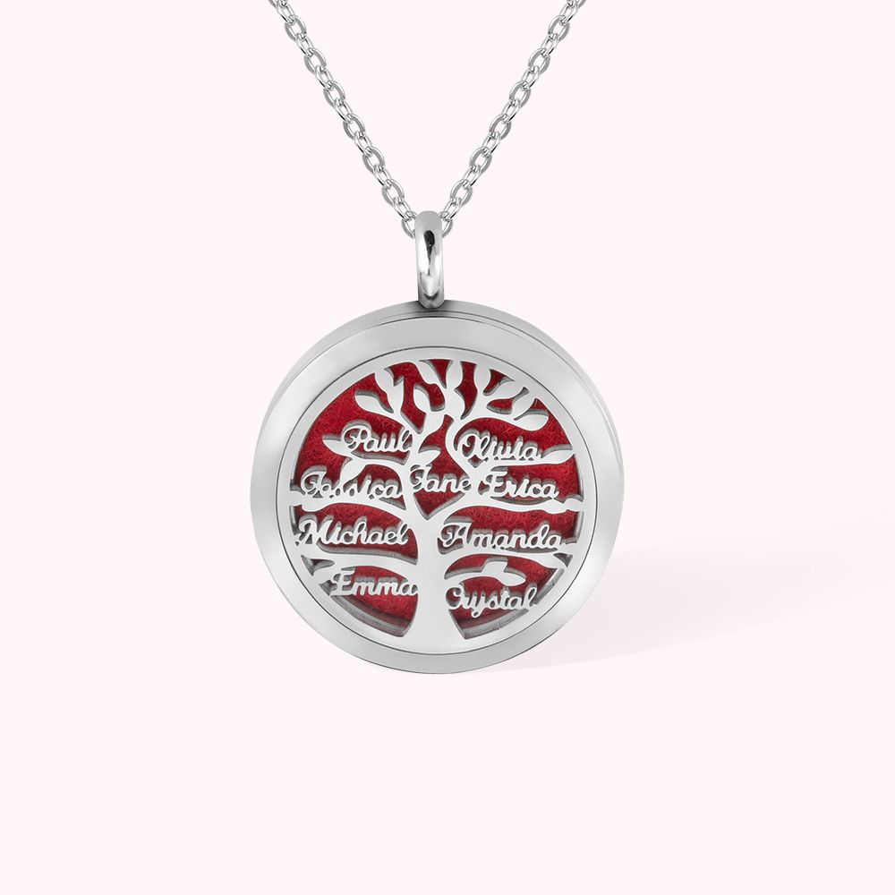 Collier Forme d'Arbre Personnalisé avec 1-9 Noms Cadeau Anniversaire pour Famille Femme
