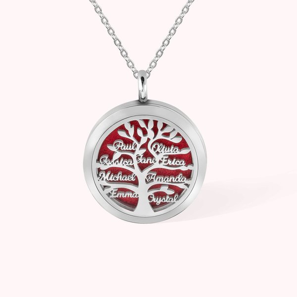 Collier Forme d'Arbre Personnalisé avec 1-9 Noms Cadeau Anniversaire pour Famille Femme