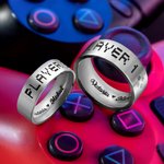 Customized Player1 Player2 Game Ring for Couple Ring Set