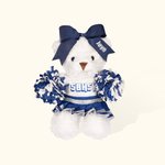 Personalized Glitter Bow School Cheerleader Stuffed Bear with Text and Pompom Cheer Accessories Birthday Gift for Women