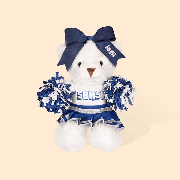Ours en peluche personnalisé avec texte et pompon pour les pom-pom girls de l'école Cadeau d'anniversaire pour les femmes