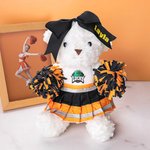 Personalized Glitter Bow School Cheerleader Stuffed Bear with Text and Pompom Cheer Accessories Birthday Gift for Women