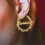 Name Bamboo Hoop-Ohrringe