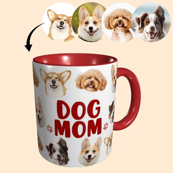 Personalisierte DOG MOM/DAD Haustier Köpfe Fotos Keramikbecher