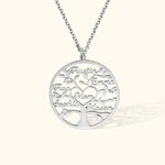 Collier en Argent Personnalisé avec 1-9 Prénoms Évidés sur Arbre de Famille Cadeau Fête des Mère Anniversaire Thanksgiving pour Maman Grand-Mère